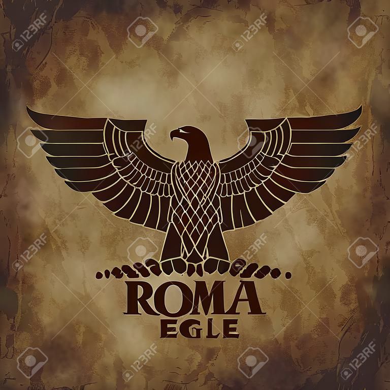 The roman eagle on an old shabby texture.