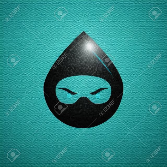 modèle de logo ninja tête de goutte d'eau. Élément de logo eau et ninja
