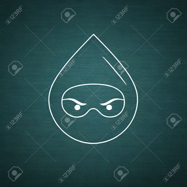 modèle de logo ninja tête de goutte d'eau. Élément de logo eau et ninja