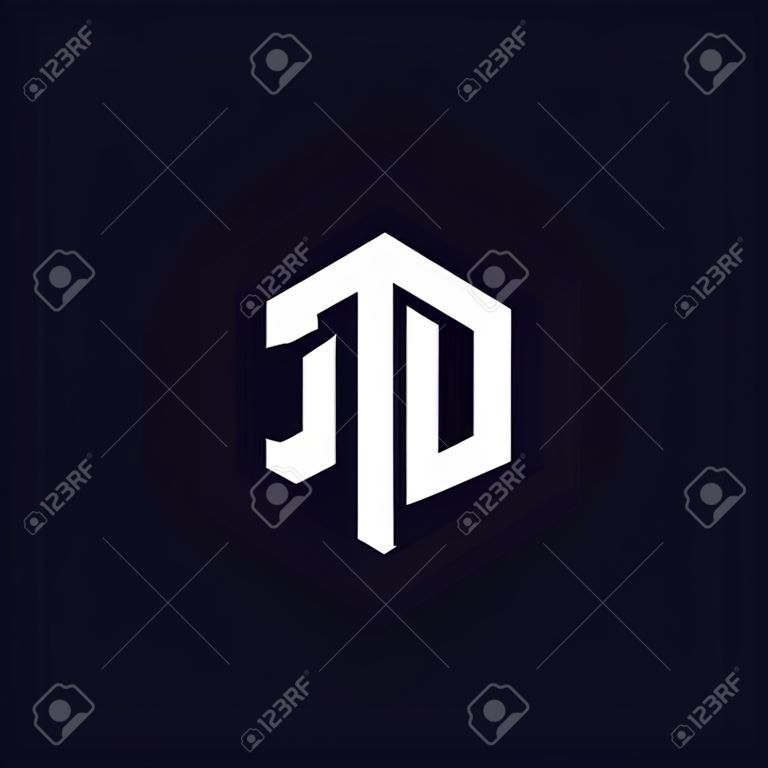 Vecteur de logo hexagonal lettre initiale JD