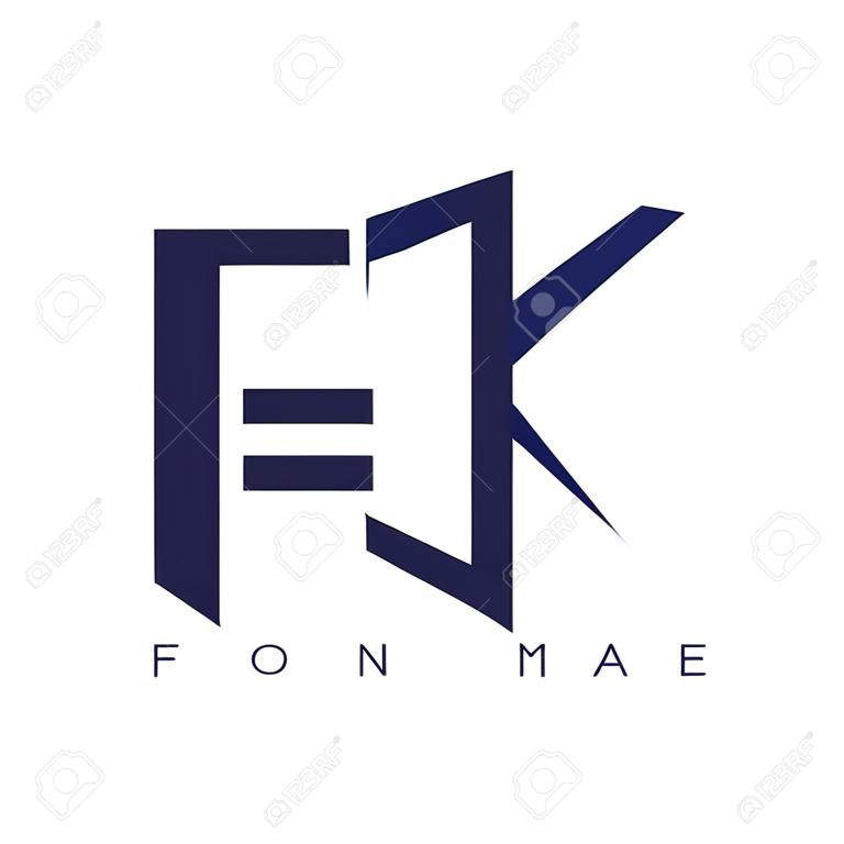 F K initial letter with negative space icon vector template