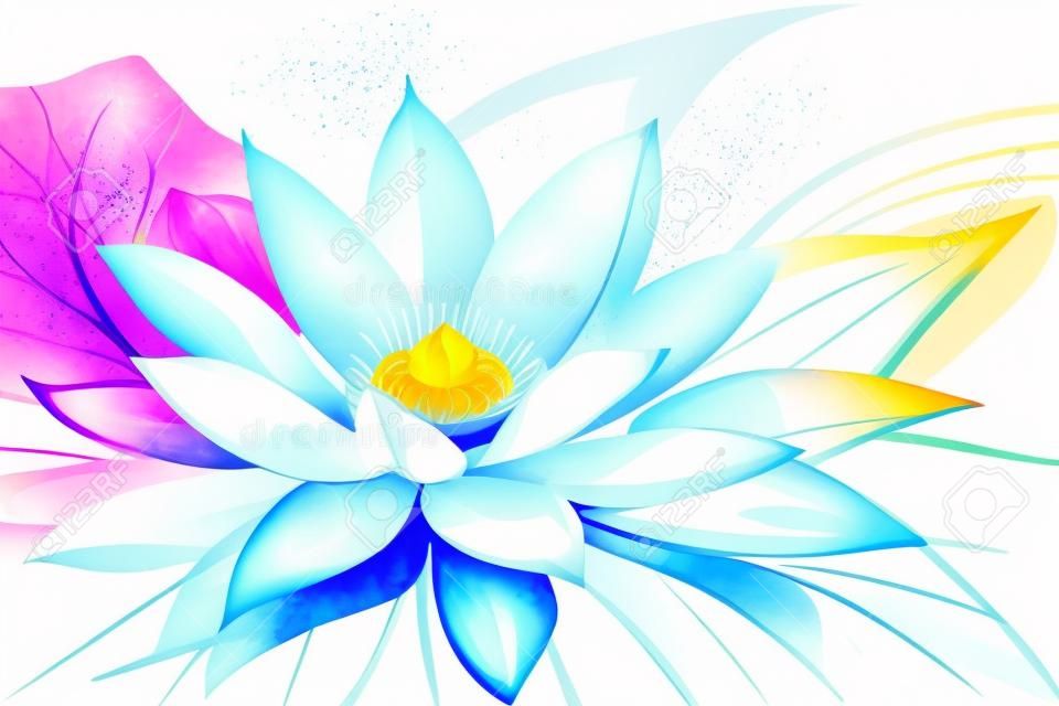 Piękny kwiat lotosu w stylu przypominającym akwarele ilustracji wektorowych