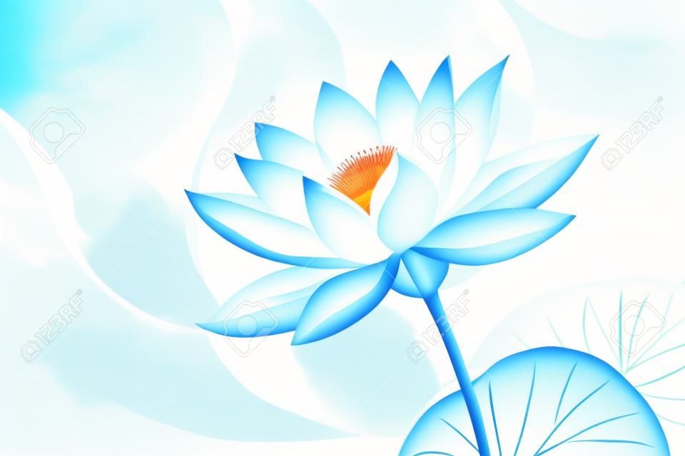 Beautiful lotus flower on watercolor background. Vector illustration.