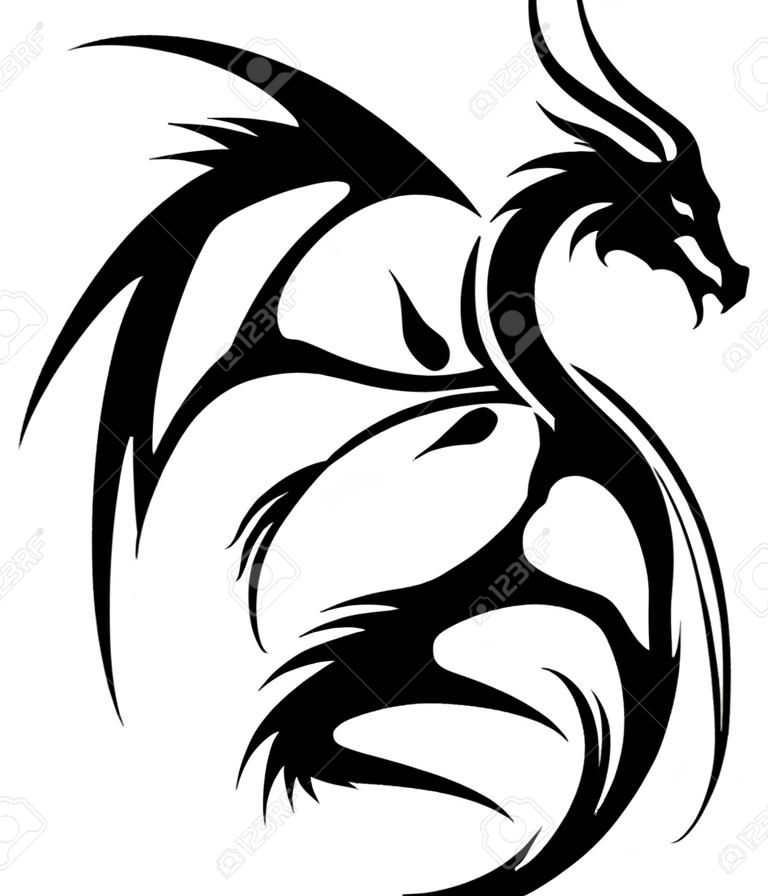 A symbol of the stylized dragon with wings.