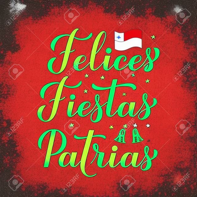 Felices Fiestas Patrias - Happy National Holidays handschrift in het Spaans. Chile Independence Day gevierd op 18 september. Vector template voor typografie poster, banner, wenskaart, flyer