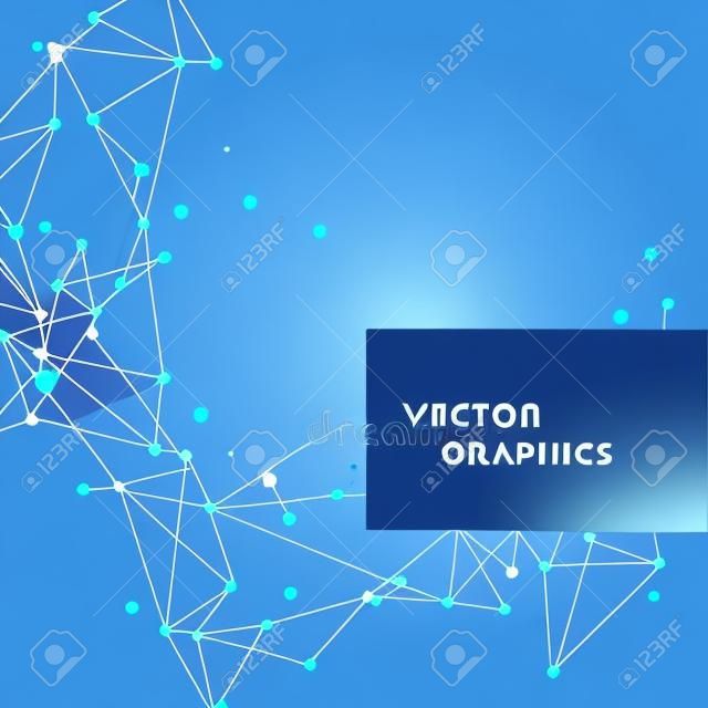 Blue lines dots connect. Abstract futuristic network. Vector illustration