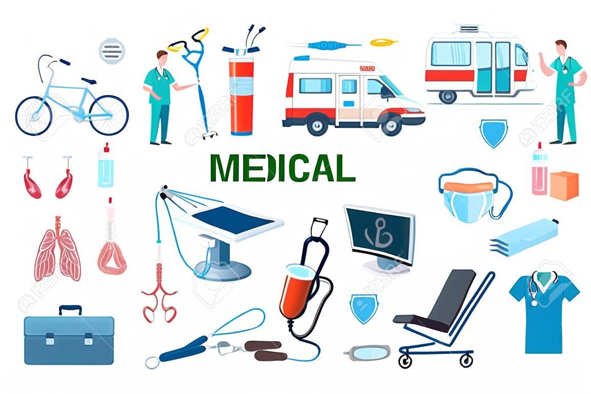 Medical concept isolated elements set