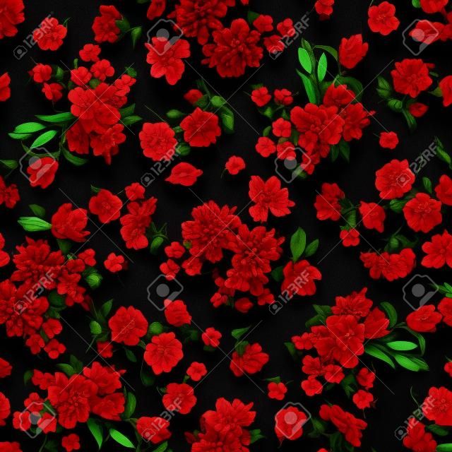 Red Flowers on Black Background