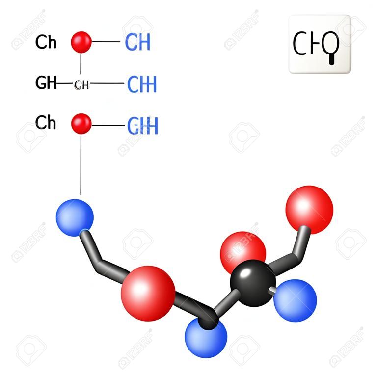 甘油（甘油，甘油）。分子的结构。甘油分子的化学式和模型。医疗，教育和科学使用的矢量图