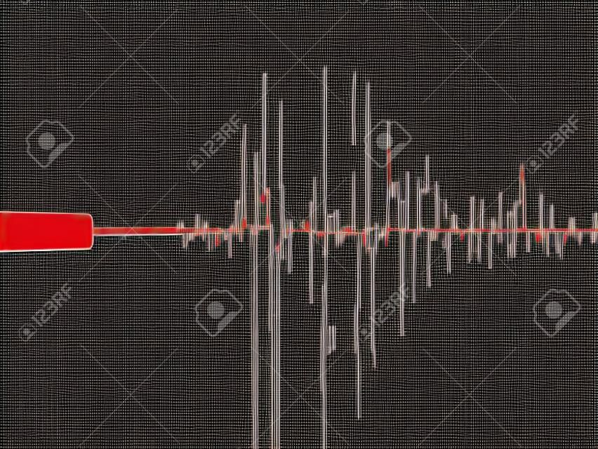 Seismische activiteit grafiek toont een aardbeving.