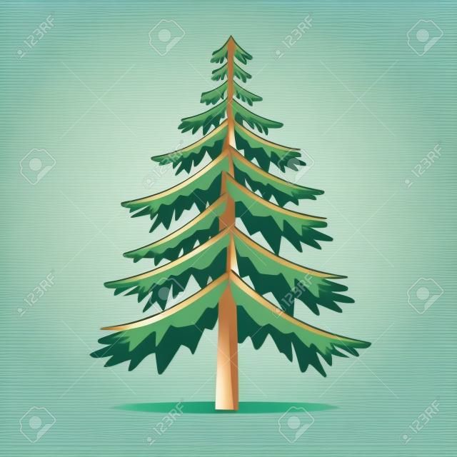Los árboles de pino abeto del vector illustration.isolated y árbol de coníferas.