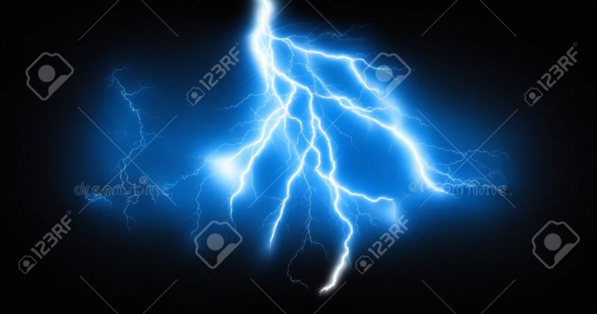 Thunder Light Stock Image In Black Background