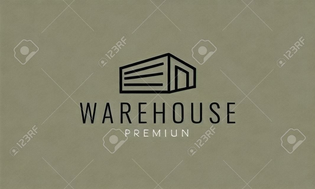 warehouse minimalist line art outline  logo vector icon illustration