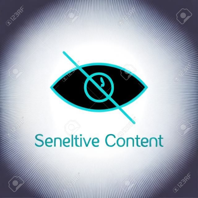 Sensitive photo content. Inappropriate content. Internet safety concept. Attention Sign. Vector stock illustration.