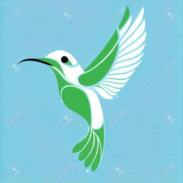 Colibri-Vogel-Logo. Vektor-Illustration des exotischen fliegenden Kolibri isoliert auf weißem Hintergrund