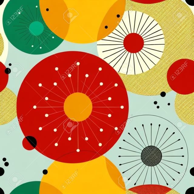 1950s mid century modern vintage retro atomic seamless background pattern. Fully editable vector illustration for web and print.
