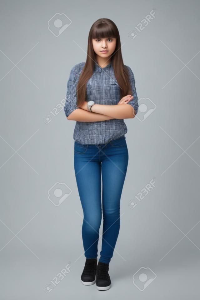 teenage girl isolated on white background