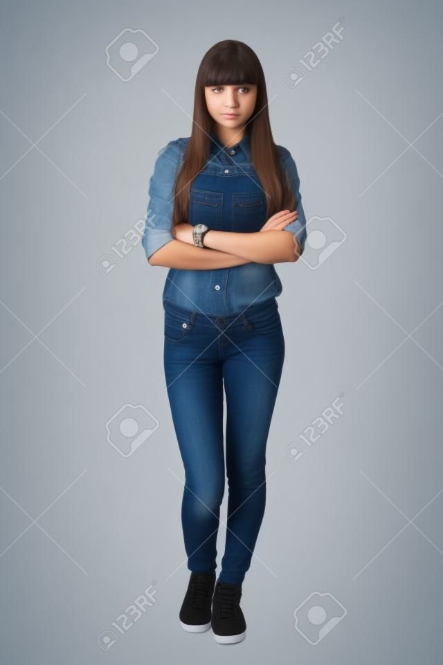 teenage girl isolated on white background