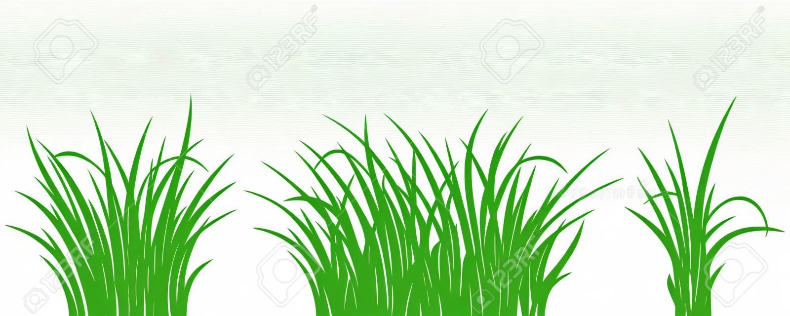 Erba verde set su bianco, illustrazione vettoriale