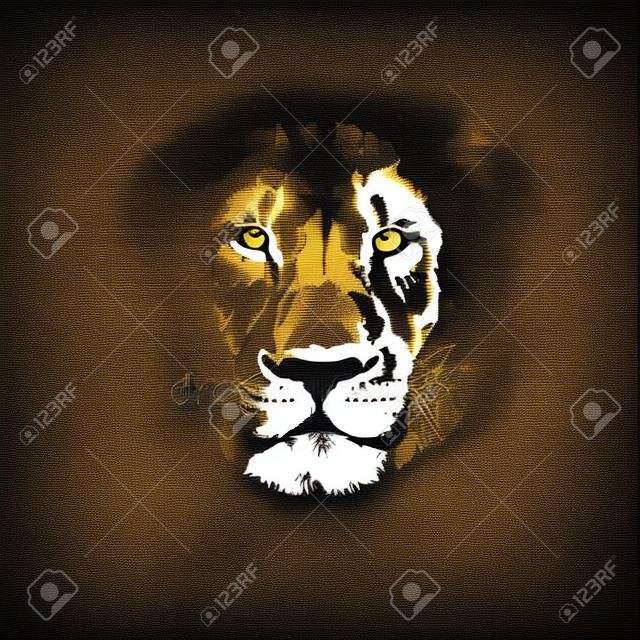 lion head. hand drawn. Grunge vector illustration