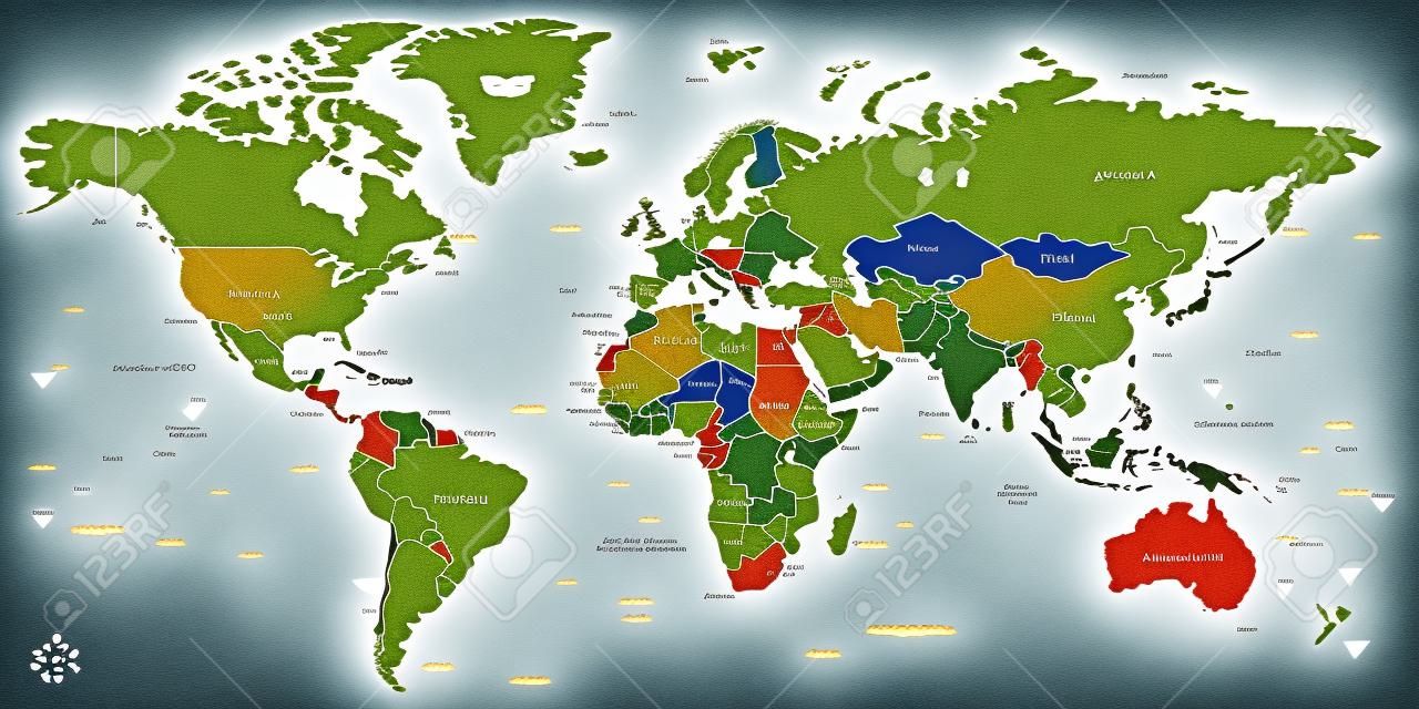 世界地圖 - 非常詳細的矢量插圖。