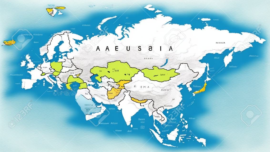 Eurasia mappa - altamente dettagliata illustrazione vettoriale.