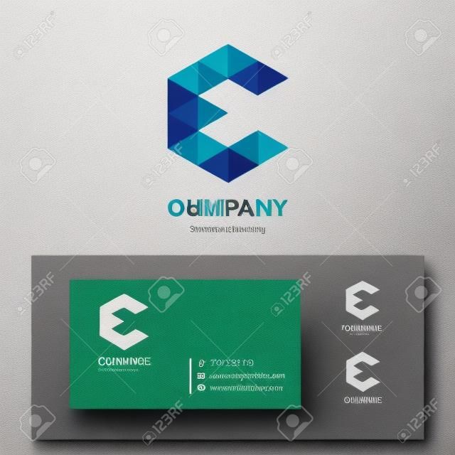 Letra E - Logo Diseño de Elementos con la tarjeta de visita - ilustración