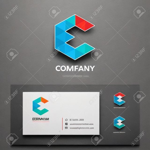 Letra E - Logo Diseño de Elementos con la tarjeta de visita - ilustración