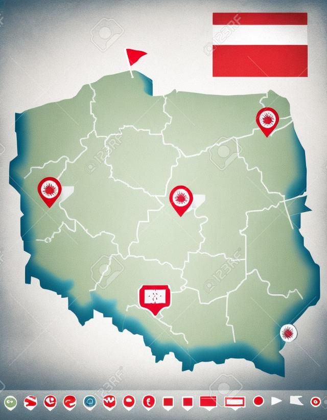 Carte de Pologne et drapeau - illustration vectorielle
