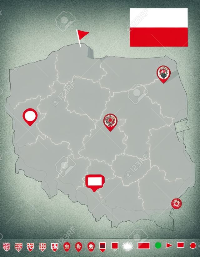 Polen kaart en vlag - vector illustratie