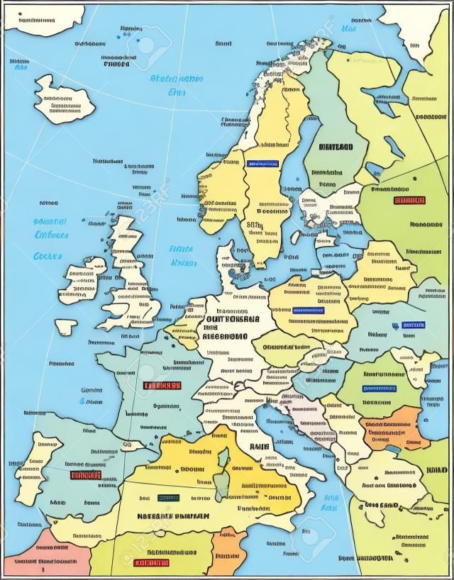 Avrupa Haritası - Vintage detaylı vektör çizim