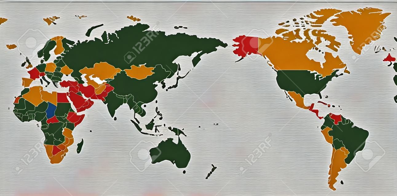 Carte du monde politique centré sur le Pacifique - vecteur.