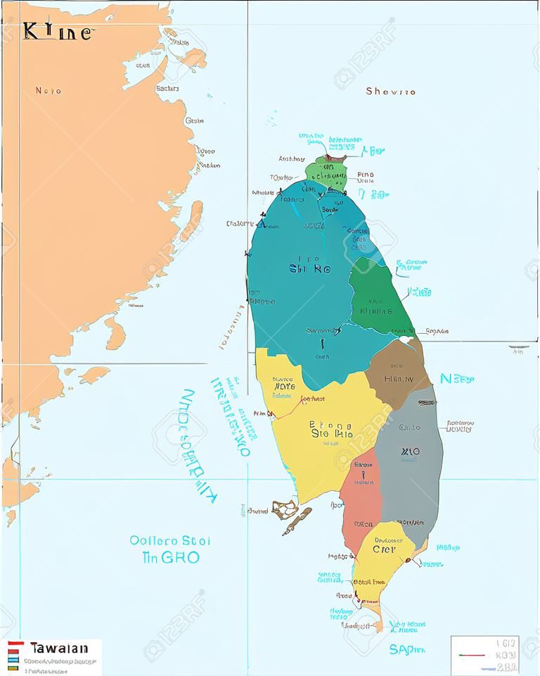Карта Тайваня - высокие подробные векторные иллюстрации