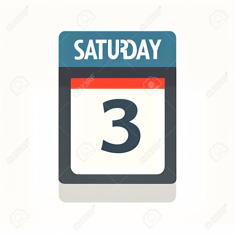 Saturday 3 - Calendar Icon - Vector Illustration