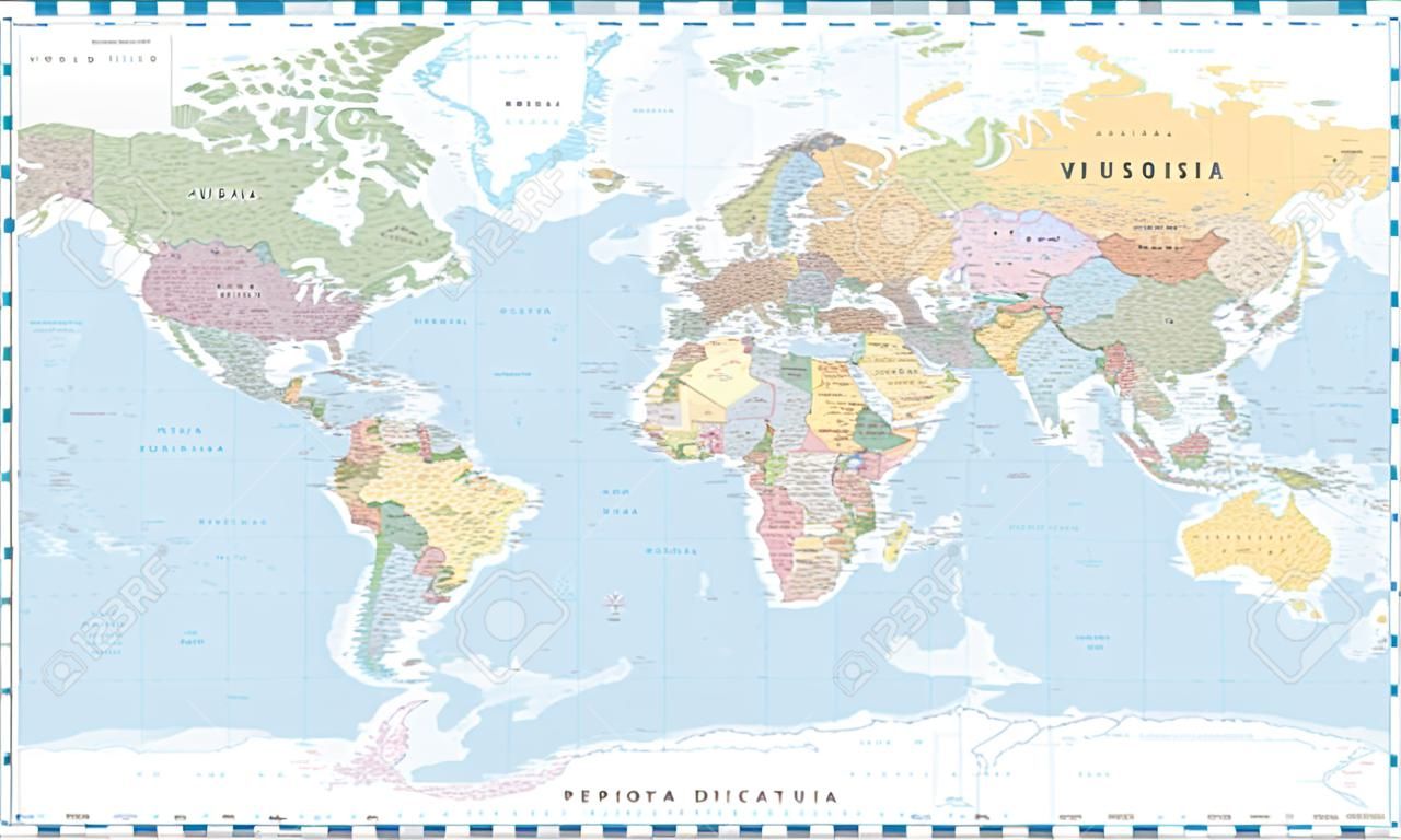 Mapa świata vintage politycznych - ilustracji wektorowych