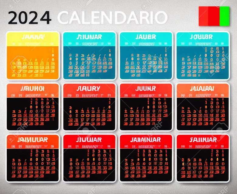 Plantilla De Vector De Color Calendario 2024 - Versión En Español