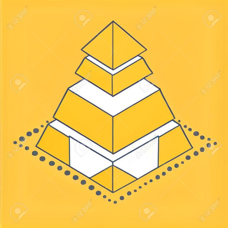 imagem isométrica do vetor em um fundo amarelo, ícone da pirâmide do passo, sucesso do negócio