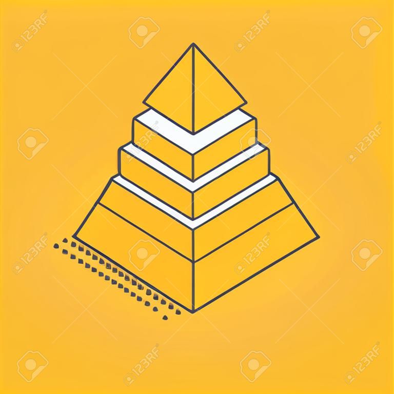 imagem isométrica do vetor em um fundo amarelo, ícone da pirâmide do passo, sucesso do negócio