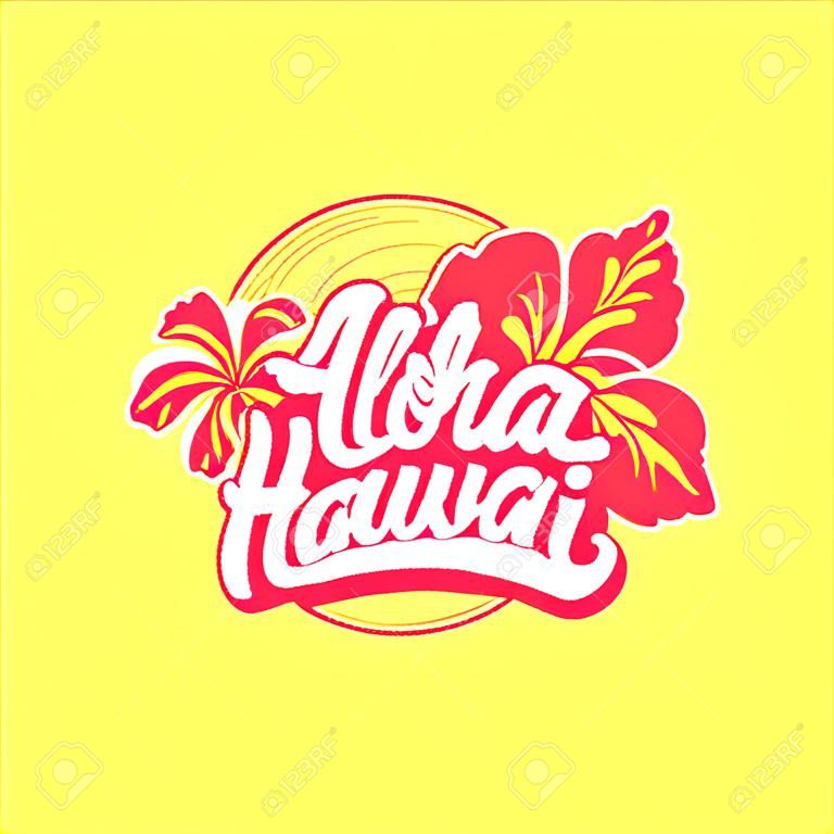 Aloha hawaii bloemen print. Zomer paradijs zin. Surfen gerelateerde kleding ontwerp