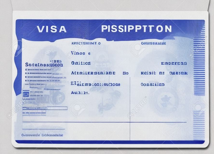 Blank american visa in passport page. Empty visa to enter United state of america