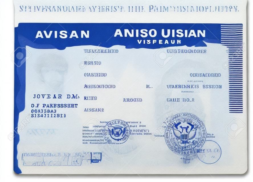Blank american visa in passport page. Empty visa to enter United state of america