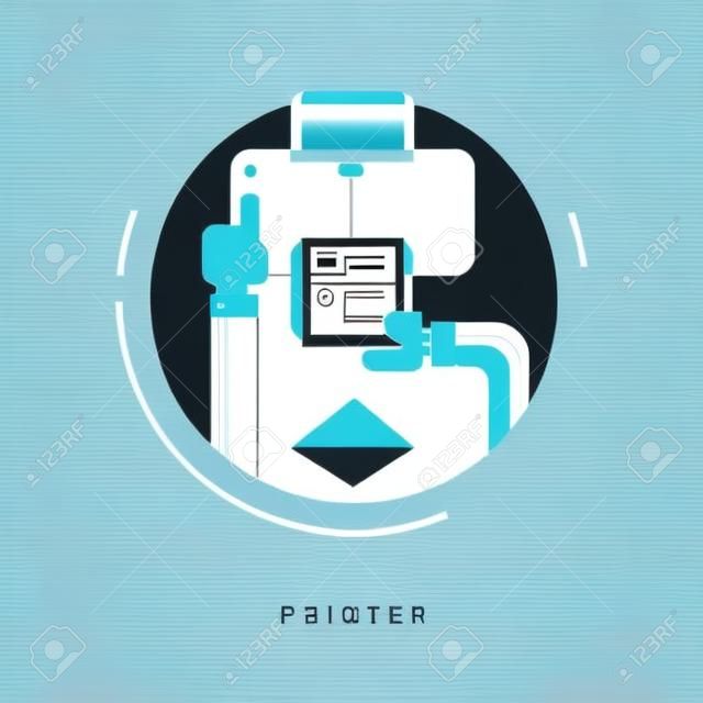 Flat Style Vector Illustration. Printer Concept. Human Hands with Printer