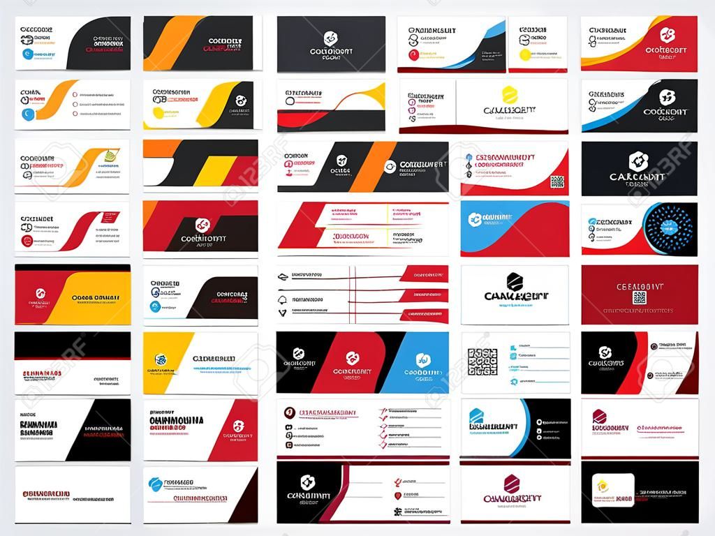 Set di Corporate Modelli di Business Card stampa creativa e pulito. Stile illustrazione vettoriale piatto. cancelleria