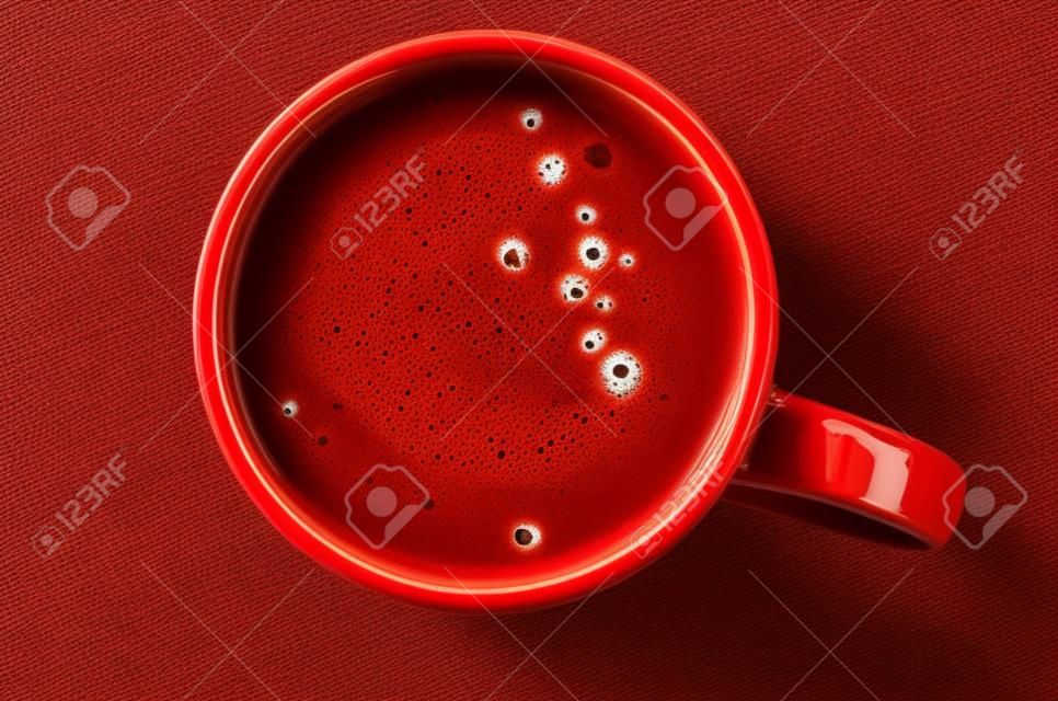 copo de café vermelho. vista superior