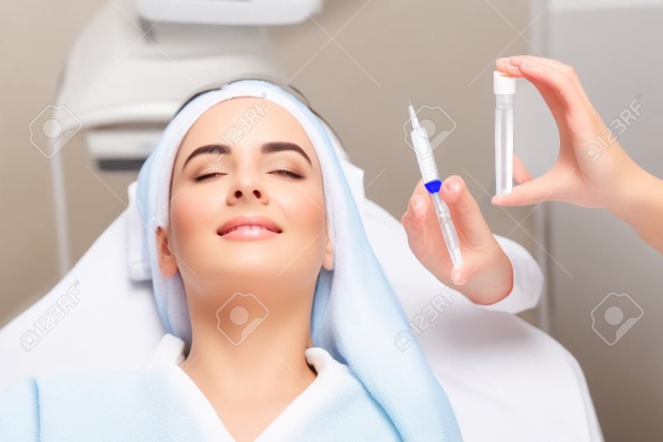 Beautician will do PRP therapy for the face against wrinkles