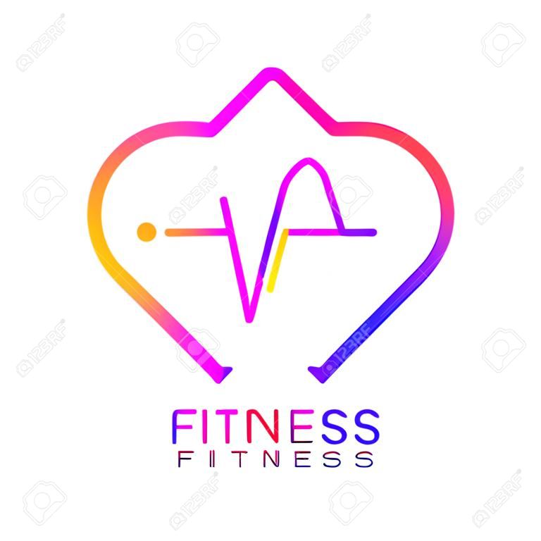Icono de color del corazón con cardiograma en marco. Icono para el fitness deportivo de salud. Vector