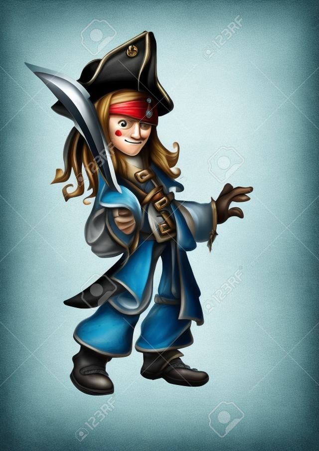 llustration de pirata à vela isolado no fundo branco