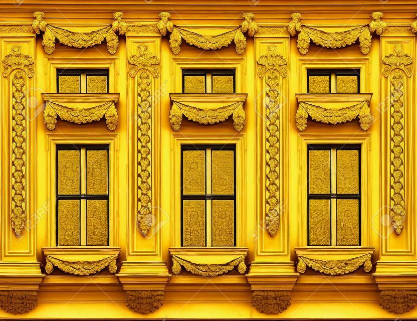 Baroque windows with golden ornaments, Leipzig Germany