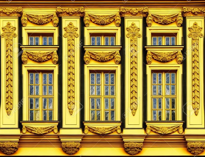 Baroque windows with golden ornaments, Leipzig Germany