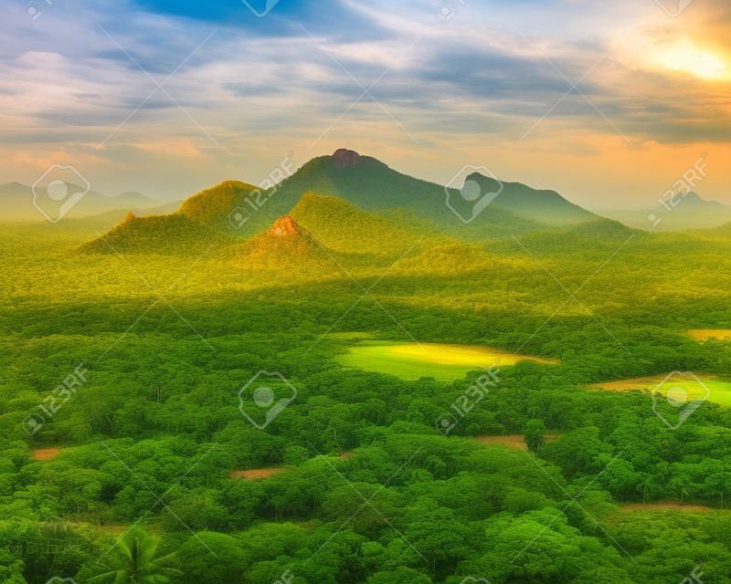 Шриланкийский пейзаж - форма вид Сигирия рок, Шри-Ланка,